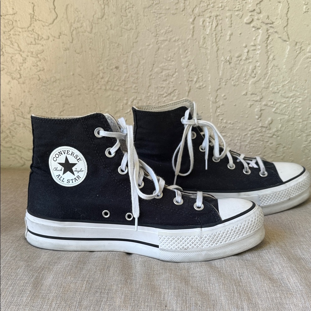 Converse Women's Black and White High-Top Sneakers - Picture 3 of 10